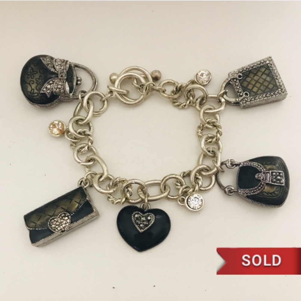 ❌SOLD❌Vintage Silver Enamel Fashion Bracelet